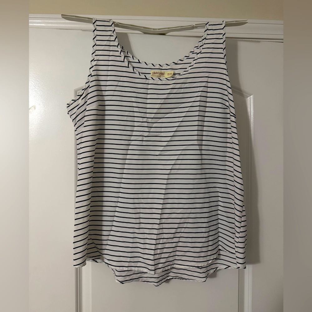 Faded Glory Black and White Striped Tank Top